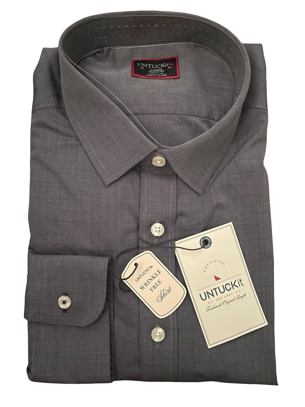 UNTUCKit Orville Regular Fit Blue Wrinkle Free Button Shirt Size Large